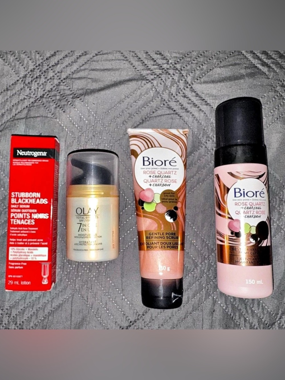 New.  Bioré Rose Quartz + Oil of Olay + Neutragena
